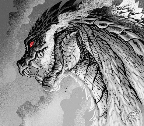 Matt Frank’s Instagram post: �“I couldn't resist 🖤 the new Anime Godzilla looks pretty dope! And his nickname is GYURAGOJI! #ゴジラ #GodzillaSingularPoint #ゴジラSP…” Godzilla Ultima, Godzilla Tattoo, Kaiju Design, Godzilla Comics, Godzilla Wallpaper, All Godzilla Monsters, Kaiju Art, Giant Monsters, Kaiju Monsters