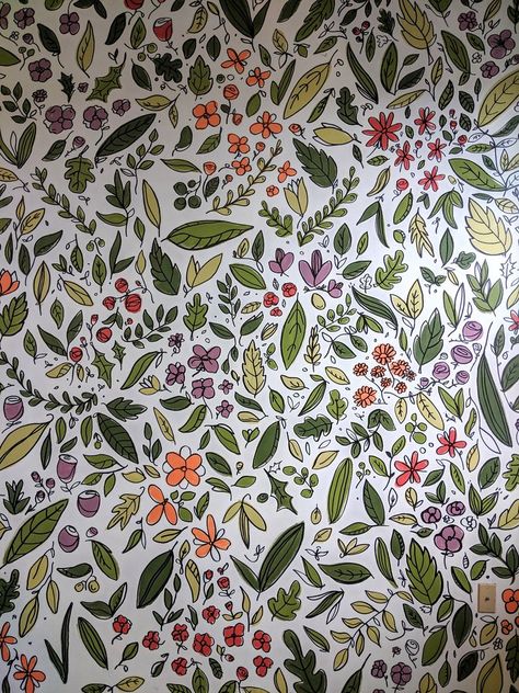 Painted Floral Mural, Floral Mural, Doodle Wall, Wall Murals Diy, Garden Mural, Flower Mural, Diy Wall Painting, Wild Garden, Astuces Diy