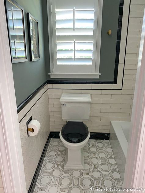 Our 3rd Bathroom Renovation: Vintage Art Deco Inspired - Southern Hospitality 1920 Inspired Bathroom, 1925 Bathroom, Edwardian Bathroom Ideas, 1930 Bathroom Ideas, 1920 Bathroom 1920s Style, 40s Bathroom, 1930’s Bathroom, Dr Bathroom, 1930 Bathroom