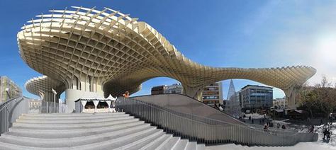 Lush Modern Architecture Photography, Great Reason to Visit Spain Santiago Calatrava, Granada, Generative Design Architecture, Modern Architecture Photography, Metropol Parasol, Spanish Architecture, Wooden Buildings, Architecture Landmark, Seville Spain