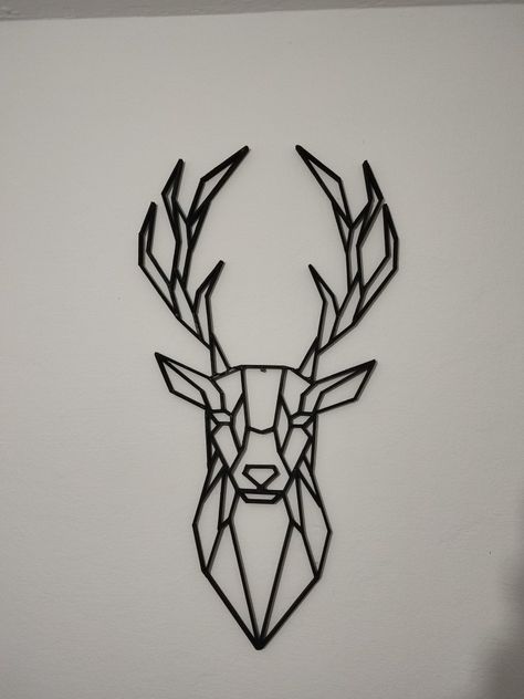 Deer Geometric Design, Deer Geometric Tattoo, Deer Head Drawing, Geometric Deer Art, Deer Line Art, Geometric Art Diy, Deer Geometric, Geometric Deer Head, Room Paint Designs