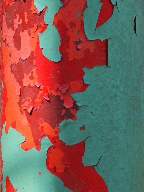 Chipped and Peeling Paint ~ Aqua and Orange Dunhuang, Turquoise Cottage, Red And Aqua, Peeling Paint, Colorful Life, Red And Teal, Red Turquoise, Orange And Turquoise, Red Aesthetic