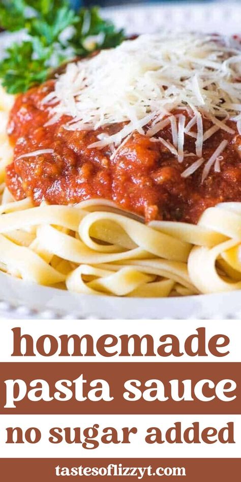 Healthy Homemade Spaghetti Sauce recipe has no added sugar! It's meaty, thick, full of Italian flavor and great served over traditional pasta or spaghetti squash for a low-carb meal. Mediterranean Diet Spaghetti, Sugar Free Pasta Sauce, Healthy Spaghetti Sauce, Low Calorie Spaghetti, Spaghetti Sauce From Scratch, Homemade Spaghetti Sauce Easy, Homemade Spaghetti Sauce Recipe, Healthy Spaghetti, Desk Kids