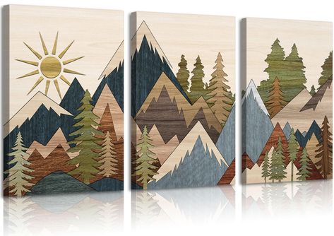 PRICES MAY VARY. Forest Mountain Wall Art Size: 12 x 16 inches,wrap the wooden frame with canvas, ready to hang. Mid Century Modern Wall Decor: Vintage Boho Mountain Painting Printed on high-quality gallery-quality canvas.Very textured and the colors are bright, just like the pictures show.This abstractwall art canvas are printed on canvas with high-quality fade resistant ink, which will not fade over time. Rustic Southwest farmhouse wall decor can be hung in bedrooms, living rooms, It is a good Southwest Farmhouse Decor, Southwest Farmhouse, Southwest Artwork, Montana Wall Art, Camping Wall Art, Mid Century Modern Wall Decor, Boho Mountain, Boho Painting, Mountain Painting