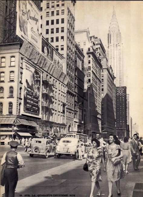 42nd Street, New York City July 1945 Photography New York, Ideas For Photography, 42nd Street, Chrysler Building, New Photography, New York Photos, New York Aesthetic, Photography Street, Street New York