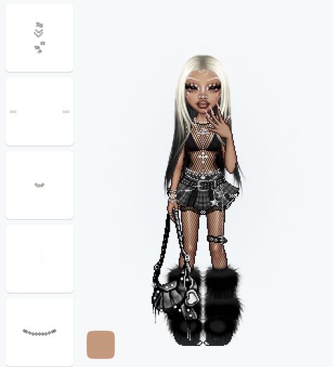 Isoknock Outfit Ideas, Bratz Doll Leather Outfit, Gothic Outfit Black Women, Black Bratz Outfit, Gothic Fashion Black Women, Bratz Denim Outfit, Bratz Rave Outfit, Poster Girl Outfit Black Women, Bratz Outfits Inspiration Sasha