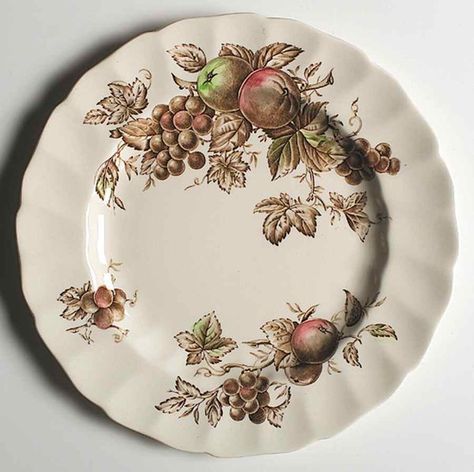 Harvest Time Brown Multicolor Dinner Plate by Johnson Brothers | Replacements, Ltd. Johnson Brothers China, Brown Plates, Brown Transferware, China Dishes, Plate Decor, Johnson Bros, Johnson Brothers, Harvest Time, China Patterns