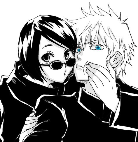 Satoshoko Fanart, Gojo And Shoko Matching Icons, Shoko Ieiri X Gojo Satoru, Gojo Satoru X Shoko, Shoko And Gojo, Shoko X Gojo, Gojo And Shoko, Person Drawing, Anime Undertale