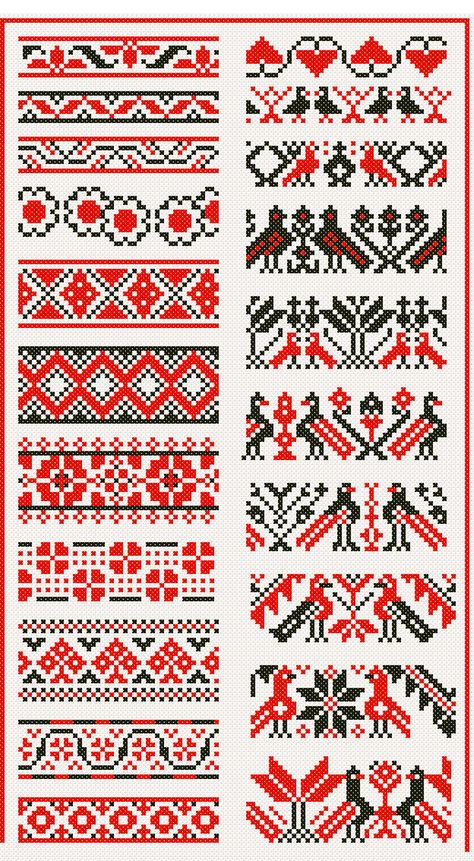 Hungarian Embroidery, Fair Isles, Cross Stitch Bookmarks, Cross Stitch Borders, Loom Bands, Folk Embroidery, Bead Loom Patterns, Fair Isle Knitting, Tapestry Crochet