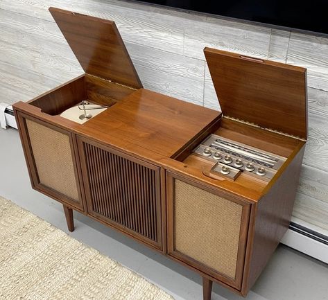 Record Player Furniture, Vintage Record Player Cabinet, Media Console Design, Vintage Stereo Console, Record Player Console, Record Console, Record Player Cabinet, Stereo Console, Mid Century Console