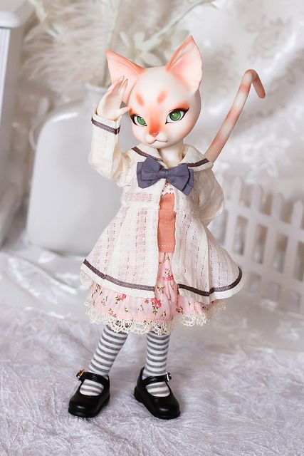 A Charlotte doll custom, different look for her, looks like a red lynx point to me Cat Art Doll, Cat Dolls, Toy Sculpture, Clay Doll, Fantasy Art Dolls, Kawaii Doll, Cat Doll, Doll Art, Doll Repaint