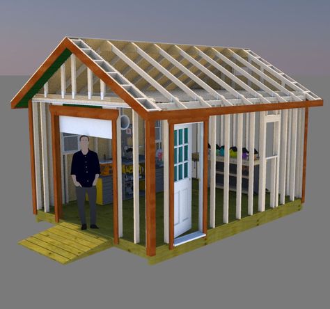 Build your perfect workshop with these 12x16 gable shed plans with roll up shed door and pre-hung side entry door.  Unclutter your garage and have fun building your projects in this neat shed. Side Entry Door, Shop Plans Workshop, Shed Door, Wood Shed Plans, Build Your Own Shed, Shed Building Plans, Large Sheds, Diy Shed Plans, Storage Shed Plans