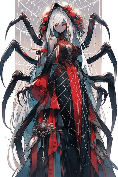 Like and follow for daily photos! Check out the link in bio to visit our store to view a variety of amazing items! Thanks! Anime Monster Female, Spider Demon Oc, Spider Human Hybrid, Demi Human Character Design, Female Yokai, Female Monster Art, Spider Person Hybrid, Demon Oc Art, Spider Female