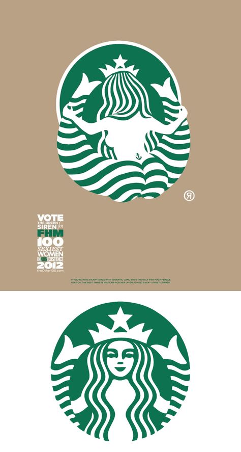 The back of the Starbucks logo! Clever Corporate Design, Desain Merek, Inspiration Logo Design, Starbucks Logo, Advertising Company, Humor Grafico, Up Book, 3d Logo, Logo Mark