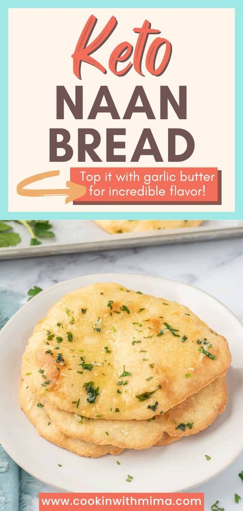 This Keto Naan Bread is sure to become one of your favorite low carb recipes! Making this delicious naan bread is simple and easy. It requires only five ingredients and can be made in just about thirty minutes! This recipe is a great addition to any home cooked Indian meal! Low Carb Naan, Keto Naan Bread, Naan Bread Recipe, Easy Keto Recipes For Beginners, Easy Keto Meals, Recipes With Naan Bread, Keto Recipes For Beginners, Indian Meal, Diet Dinner Recipes