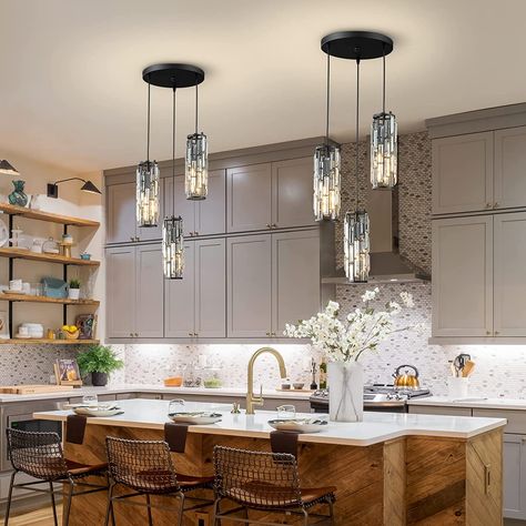 Hanging Lights Over Kitchen Island, Lights Over Kitchen Island, Pendant Light Set, Tranquil Bedroom, Cluster Pendant Lighting, Kitchen Pendant, Прикроватные Тумбочки, Hanging Ceiling Lamps, Pendant Light Styles