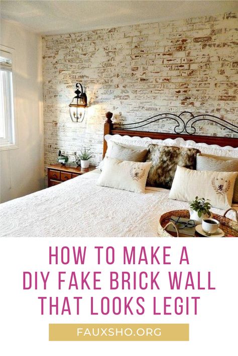 Farmhouse Brick Wall, Brick Wall Diy, Fake Brick Wall, Brick Wall Bedroom, Diy Brick Wall, Brick Wall Ideas, Brick Bedroom, Minimalist Bedrooms, Fake Brick