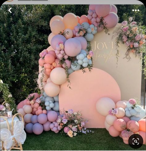 Fairy Theme Balloon Decoration, Pastel Bridal Shower Backdrop, Pastel Floral Balloon Garland, Fairy Garden Birthday Backdrop, Bridgerton Party Balloons, Diy Tea Party Backdrop, Enchanted Fairy Garden Party Balloons, Fairy Garland Balloon, Pastel Butterfly Balloon Garland