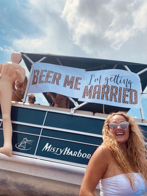 BEER ME, IM GETTING MARRIED BOAT SIGN Bridal Shower On A Boat, Beach Bachelorette Party Boat, Bachlorette Party At The Lake, Party Boat Bachelorette, Bachelorette Party Themes Boat, Bachelorette Boat Party Decor, Bachelorette Party Boat Ideas, Bach Party Themes Lake, Beer Themed Bachelorette Party