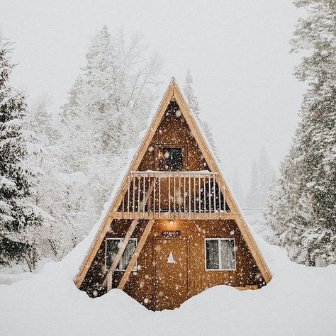 Cabin In The Snow, A Frame Cabins, A Frame House Plans, Vintage Cabin, Cabin Kits, Winter Cabin, Little Cabin, A Frame Cabin, A Cabin