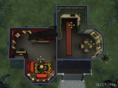 Sims 4 Vampire Room, Vampire Room Ideas, Vampire House Interior, Sims 4 Vampire House, Vampire Room, Sims 4 Vampire, Vampire House, White Dolphin, Sims Houses