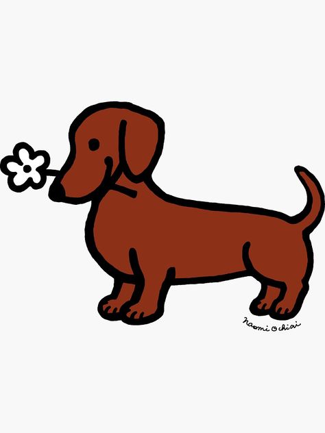 Dauchsands Drawing, Cute Dachshund Drawings, Wiener Dog Drawing, Dachshund Doodle, Dachshund Sketch, Dachshund Sticker, Smooth Dachshund, Dog Doodles, Cutest Dog Breeds