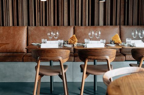 Wood Restaurant, In Harmony With Nature, Harmony With Nature, Chair Wood, Banquette Seating, Rooftop Restaurant, Running Horses, Bar Seating, Interior Architect