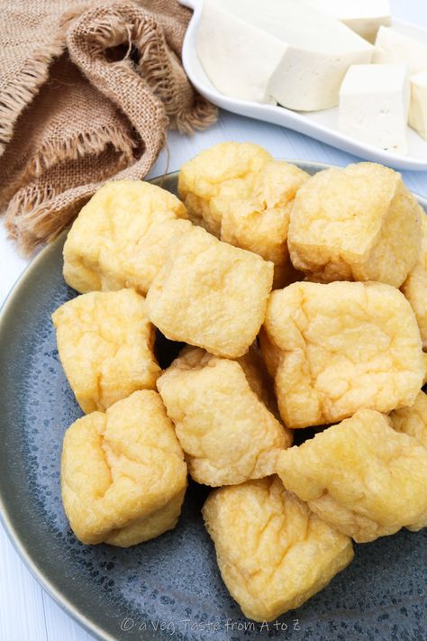 How to Make Tofu Puffs | Homemade Deep Fried Tofu - a Veg Taste from A to Z Puffed Tofu Recipe, Tofu Puffs Recipe, Tofu Puffs, What Is Tofu, Pulses Recipes, Homemade Tofu, Deep Fried Tofu, Vegan Chinese, Meat Replacement