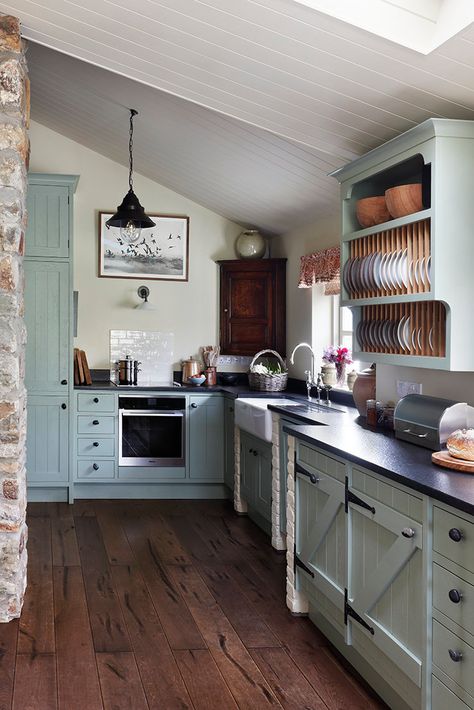 Seaside Cottage, Wales | John McCall Ltd Interior Design Cottage By The Sea Interior, Small Cottage Homes Interior, Seaside Cottage Interior, Small Coastal Cottage, Maine Cottage Interiors, Small Cottage Interiors, Beach Cottage Kitchens, Seaside Kitchen, English Beach