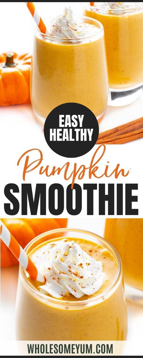 Smoothie Pumpkin, Gingerbread Smoothie, Pumpkin Protein Shake, Pumpkin Smoothie Healthy, Pumpkin Shake, Pumpkin Smoothie Recipe, Fall Smoothies, Pumpkin Spice Smoothie, Pumpkin Gingerbread