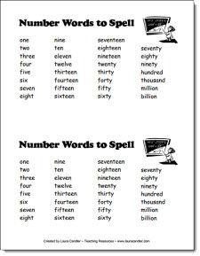 Number Words to Spell freebie - give each student a half page to keep in his or her math journal or use as the first spelling list of the year. Words To Spell, Interactive Math Journals, Number Names, Spelling List, Words List, Math Journal, Math Number Sense, Math Vocabulary, Math School