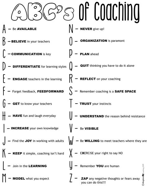 ABC's of Coaching Instructional Coach Interview, Coach Speech Ideas, Instructional Facilitator, Literacy Coaching Elementary, Instructional Coach Shirt, Instructional Coaching Menu Teachers, Coaching Strategies, Instructional Coach Planner, Academic Coach