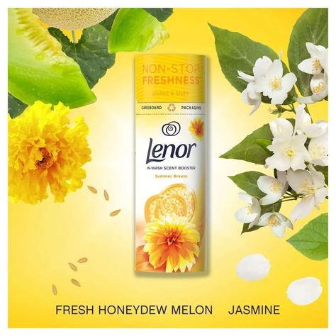 Experience the essence of summer with Lenor In Wash Scent Booster Summer Breeze, giving your laundry a vacation it deserves! Indulge in long-lasting freshness that transforms every wash into a luxurious experience. Treat yourself and your clothes to a burst of summer fragrance. 🌞👚 #Lenor #SummerBreeze #LaundryDay #FreshnessBoost Scent Booster, Summer Fragrance, Cardboard Packaging, Summer Breeze, Honeydew, Non Stop, Feel Good, Fragrance