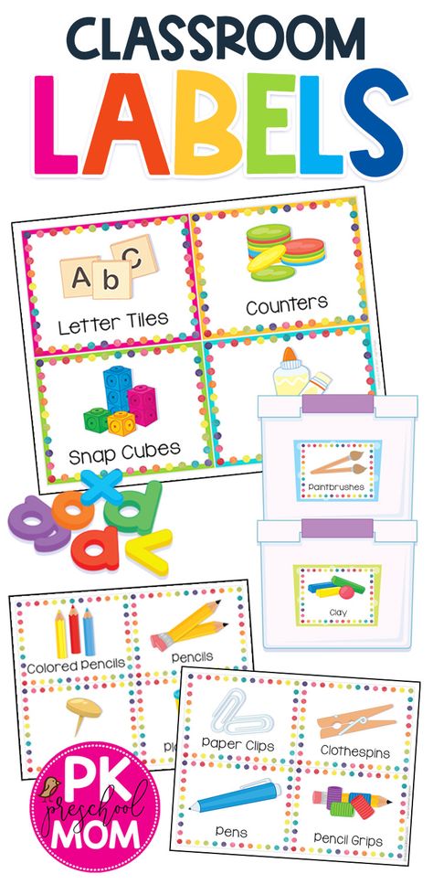 Labels For Preschool Classroom Free Printables, Free Bin Labels Classroom, Labels For Preschool Classroom, Labels For Classroom Supplies, Preschool Cubby Labels Free Printable, Classroom Supply Labels Free, Organize Preschool Classroom, Preschool Classroom Supplies, School Supplies Labels Free Printable