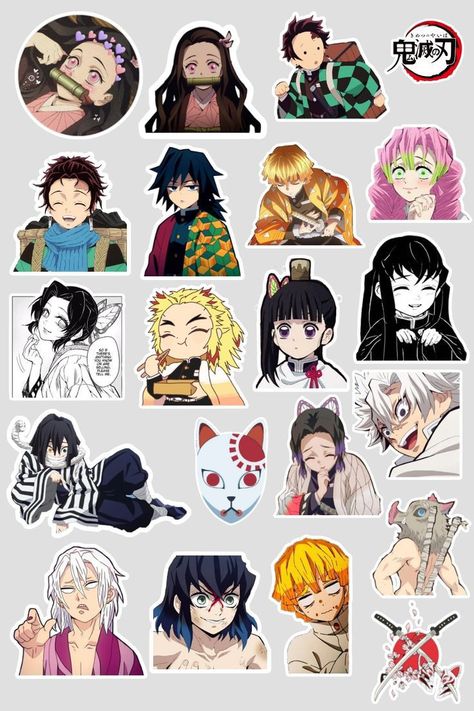 Stickers Anime Imprimibles, Kny Stickers, Demon Slayer Stickers, Science Stickers, Anime Printables, Computer Sticker, Scrapbook Stickers Printable, Friend Anime, Cute Doodles Drawings