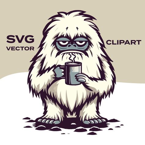 yeti svg, sasquatch svg, bigfoot svg, big foot svg, bigfoot vector, bigfoot clipart, sasquatch, snowman svg, bigfoot Crafting with Character: 'Yeti with Coffee' SVG ☕🎨 Transform your creative projects into a delightful adventure with our 'Yeti with Coffee' SVG. It's not just a digital design; it's a playful addition to your crafting toolkit. With a lovable Yeti savoring a cup of coffee, this SVG is perfect for those who enjoy adding a touch of whimsy to their creations. Whether you're an experienced crafter or a beginner, this SVG unlocks endless creative possibilities. Personalize invitations, greeting cards, or even your own custom mugs and shirts. Our 'Yeti with Coffee' SVG is your secret to injecting your projects with charm and a dash of fun. Craft with character and a smile today! Sasquatch Character Design, Yeti Drawing, Yeti Images, Bigfoot Clipart, Yeti Art, Bigfoot Drawing, Yeti Svg, Sasquatch Svg, Bigfoot Svg