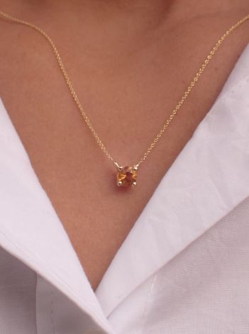 November Birthstone Necklace, Orange Citrine, Citrine Jewelry, Solitaire Necklace, Garden Grove, Citrine Pendant, Citrine Necklace, Solid Gold Necklace, White Gold Wedding Bands