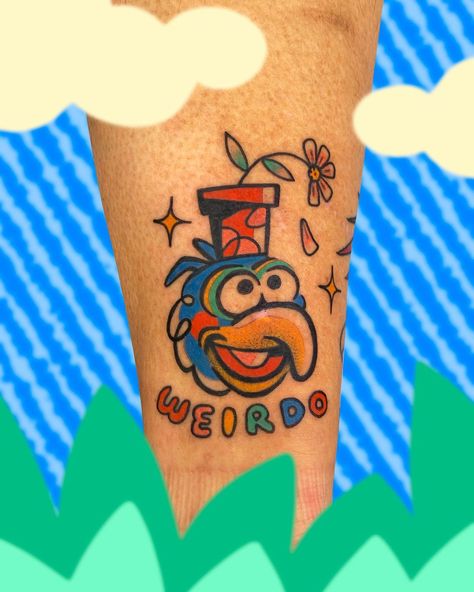 Gonzo Muppets Tattoo, Gonzo Tattoo The Muppets, Muppets Tattoo Simple, Bert And Ernie Tattoo, Muppet Tattoo Ideas, The Muppets Tattoo, Gumby And Pokey Tattoos, Jim Henson Tattoo, Sesame Street Tattoo