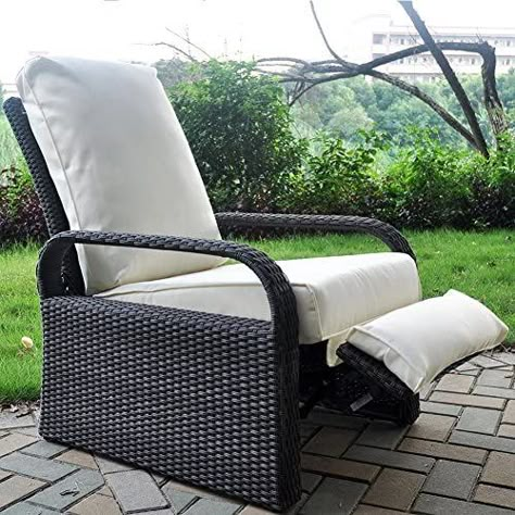 Outdoor Recliner Outdoor Wicker Recliner Chair with 5.12'' Thickness Cushions, Automatic Adjustable Rattan Patio Chaise Lounge Chairs : Amazon.ca: Patio, Lawn & Garden Hill Landscaping, Resin Patio Furniture, Black Wicker, Iron Patio Furniture, Rattan Lounge Chair, Outdoor Recliner, Patio Chaise Lounge, Recliner Chairs, Patio Pool