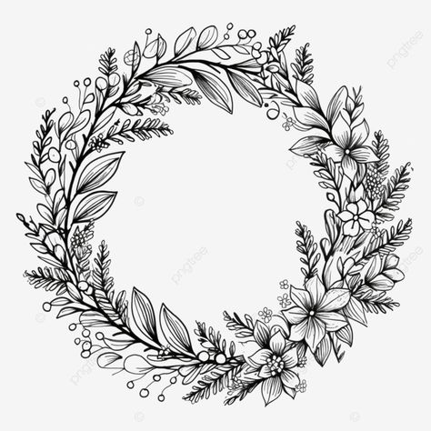 hand drawn christmas wreath circle floral frame with branches white doodle style border leaf wreat Christmas Wreath Doodles, Holly Wreath Drawing, Christmas Wreath Drawing Simple, Christmas Reef Drawing, Christmas Wreath Doodle, Leaf Frame Border, Christmas Wreath Drawing, Circle Floral Frame, Christmas Wreath Art