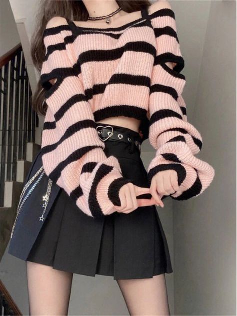 Y2k Pattern, Acrylic Decoration, Rok Mini, Knit Two Piece Set, Skirt Two Piece, Casual Knitwear, Cardigan Casual, Korean Fashion Casual, A Line Mini Skirt