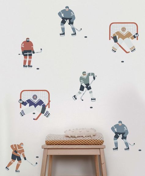 Hockey Mural, Boys Hockey Bedroom, Hockey Nursery, Hockey Room Decor, Hockey Decals, Boys Room Decals, Hockey Wall Art, Hockey Bedroom, Boys Room Wall Decor