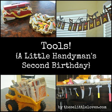 My nephew is basically a child prodigy when it comes to tools. And not the 'Oh! How cute! He is holding a hammer the right way' type. I... Tools Birthday Party, Construction Theme Birthday Party, 60th Bday, Second Birthday Party, Fox Birthday, Child Prodigy, Toddler Birthday Party, Tool Party, Birthday Party Food