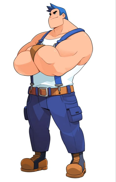 Buff Chibi Reference, Muscular Old Man Character Art, Strongman Character Design, Big Character Design Male, Buff Body Drawing, Buff Character Design Male, Fat Character Design Male, Buff Oc Male, Muscle Character