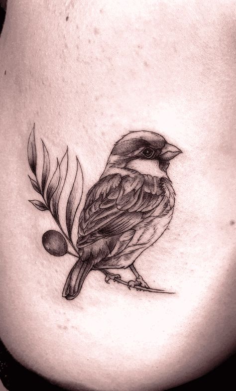 Sparrow Tattoo Design Images (Sparrow Ink Design Ideas) Swallow Tattoo Black And Grey, Flower And Sparrow Tattoo, Sparrow On A Branch Tattoo, Female Sparrow Tattoo, Sparrow Olive Branch Tattoo, Italian Sparrow Tattoo, British Wildlife Tattoo, Sparrow Tattoos For Women, House Sparrow Tattoo