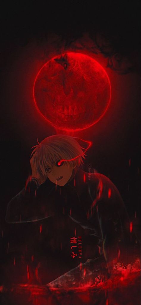 Kaneki Ken, Tokyo Ghoul, Anime Character, Tokyo, Moon, Red, Anime, Pins