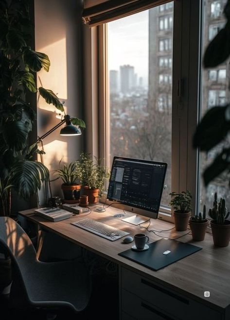 Modern Office Interiors, Home Studio Setup, Office Room Decor, Study Room Decor, Small Home Office, Workspace Design, Modern Home Office, Home Office Setup, Room Setup