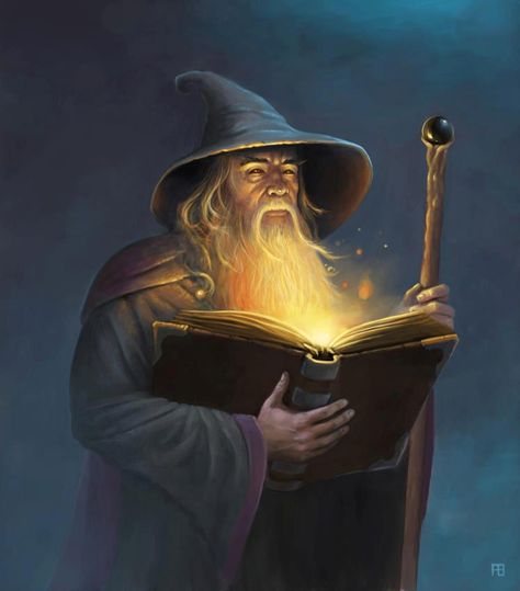 Merlin the Magician Fantasy Wizard, Wizard Hat, Heroic Fantasy, A Staff, Jrr Tolkien, Gandalf, The Wizard, Magic Book, Arte Fantasy