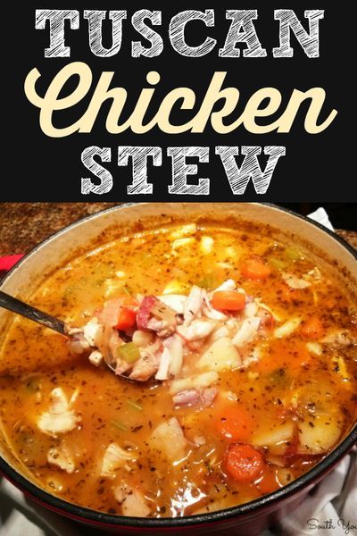 A hearty country Italian chicken stew recipe with white beans and red potatoes. Stews Crockpot, Tuscan Chicken Stew, Old Fashioned Beef Stew, Mouth Chicken, Chicken Stew Recipe, White Bean Recipes, Vegetable Soup With Chicken, Stew Chicken Recipe, Tuscan Chicken