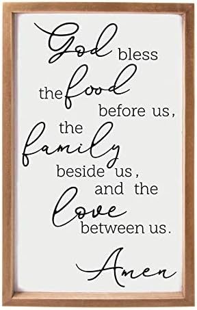 Amazon.com : Bigtime Signs Bless The Food Before Us Wall Decor - Heart Warming Kitchen Decor Quote - Strong PVC with Rope for Hanging - Country, Kitchen, Dining Wall Decor - Home Gifts - 8.5x14.5 Inch (White) : Home & Kitchen Kitchen Quotes Decor, Bless The Food Before Us, Dining Wall Decor, Blessed Family, Bless The Food, Dining Wall, White Kitchen Decor, Heart Warming, White Home